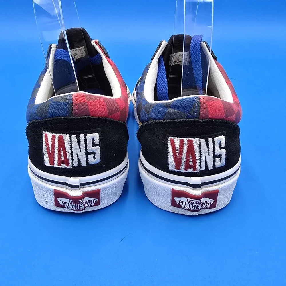Vans Shoes Mens 4.5 Womens 6 Black Blue Red Suede Canvas Checkerboard Lace‎ Up